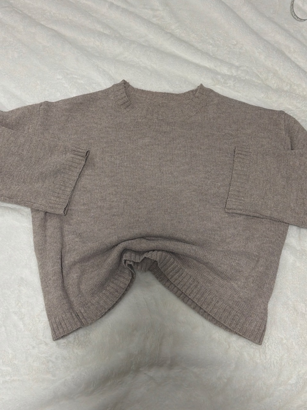 Source Unknown Taupe Crewneck Sweater - Neutral Knit